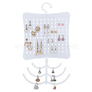Plastic Wall Mounted Multi-purpose Jewelry Storage Hanging Rack, for Earrings, Keys, Necklaces Storage, White, 24.5x19.6x0.35cm, Hole: 1x0.5cm and 0.75cm(EDIS-WH0029-91B)