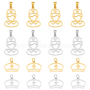 DICOSMETIC 16Pcs 4 Style 201 Stainless Steel Pendants, with Unsoldered Jump Rings, Nurse's Cap, Golden & Stainless Steel Color, 12.5~25.5x16~17x1mm, Hole: 3x5mm, 4pcs/style
(STAS-DC0011-61)