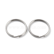 304 Stainless Steel Split Key Rings, Keychain Clasp Findings, 2-Loop Round Ring, Stainless Steel Color, 32x3mm, Single Wire: 1.5mm(STAS-Q314-02F-P)