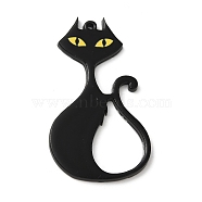 Acrylic Pendant, Cat Shape Charm, Black, 53x30x2mm, Hole: 1.5mm(FIND-C041-03)