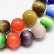 Cat Eye Beads Strands, Round, Mixed Color, 12mm, Hole: 1.5mm, about 33pcs/strand, 14.5 inch(X-CE-R002-12mm-M)