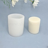 DIY Striped Pillar Candle Silicone Molds, 3D Cylindrical Tall Roman Pillar Molds, for Scented Candle Making, White, 6x7.7cm, Inner Diameter: 5.1cm(SIMO-P001-01C)