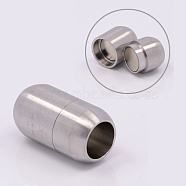 304 Stainless Steel Magnetic Clasps with Glue-in Ends, Column, Stainless Steel Color, 21x12mm, Hole: 8mm(STAS-E006-79)