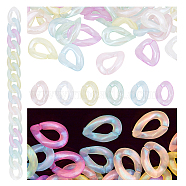 CHGCRAFT 216Pcs 6 Colors Acrylic Luminous Linking Rings, Glow in the Dark Quick Link Connector, Twisted Oval, for Curban Chain Making, Mixed Color, 24x17mm, 36pcs/color(MACR-CA0001-26)