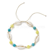 Cowrie Shell and Gemstone Beads Anklets, Inner Diameter: 2-1/2~4-3/8 inch(6.3~11.1cm)(AJEW-AN00594)