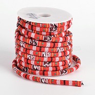 Ethnic Cord Polyester Cords, Red, 7x5mm, 10yards/roll(OCOR-M005-14)