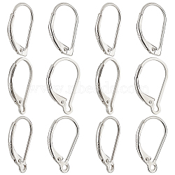 Elite 12Pcs 3 Style Sterling Silver Leverback Earring Findings, with 925 Stamp, Silver, 15~16x9.5~10x2mm, Pin: 0.6~0.8mm, 4Pcs/style(STER-PH0001-36)
