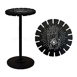 Wooden Wheel, Wooden Display Shelf, Black Holder Stand, Rustic Divination Pendulum Storage Rack, Witch Stuff, Hamsa Hand Pattern, Wheel: 120x8mm, 2pcs, Studdle: 288x12mm, 1pc(DJEW-WH0046-057)