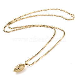 PVD Vacuum Plating 304 Stainless Steel Rugby Pendant Necklaces, Golden, 23.62''(60cm), Rugby: 29x12.5x11.5mm(NJEW-Z023-02G)