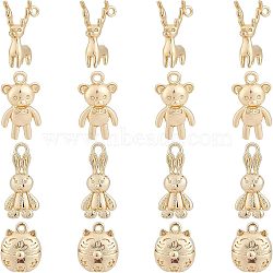 SUPERFINDINGS 16Ppcs 4 Style Rack Plating Brass Pendants,  Long-Lasting Plated, Lead Free & Cadmium Free, Mixed Shape, Light Gold, 11~18x6~8x4~10mm, Hole: 1.2~2.4mm, 4pcs/style(KK-FH0003-92)