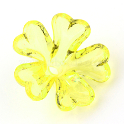 Transparent Acrylic Beads, Flower, Yellow, 16x17x6mm, Hole: 2mm(X-TACR-S130-01)