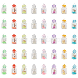 40Pcs 8 Colors Transparent & Luminous Plastic Pendants, Glow in the Dark, Drift Bottle with Conch inside, Mixed Color, 15x29mm, Hole: 1.8mm, 5pcs/color(KY-CA0001-50)