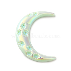 Opaque Resin Cabochons, AB Color Plated, Moon, Light Green, 33x25x4mm(CRES-M015-01B)