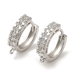 Rack Plating Brass Micro Pave Clear Cubic Zirconia Hoop Earrings Finding, Cadmium Free & Lead Free, Long-Lasting Plated, Platinum, 15.5~16x4mm, Hole: 1.2mm, Pin: 0.9mm(EJEW-B062-12P)