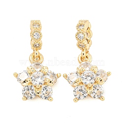 Rack Plating Brass Pave Clear Cubic Zirconia European Dangle Charms, Star Large Hole Pendants, Long-Lasting Plated, Lead Free & Cadmium Free, Real 18K Gold Plated, 20.5x11x6mm, Hole: 4mm(KK-F089-17G)