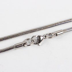Tarnish Resistant 304 Stainless Steel Snake Chain Necklace Making, with Lobster Claw Clasps, Stainless Steel Color, 19.7 inch(50cm)(STAS-P045-29P)