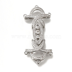 Brass Micro Pave Clear Cubic Zirconia Fold Over Clasps, Platinum, 42.5x19x6.5mm, Hole: 1.2mm(KK-H480-27P)