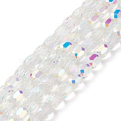 Electroplate Opaque Glass Beads, Faceted Barrel, Clear AB, 10x10mm, Hole: 1mm(GLAA-F108-10A-18)