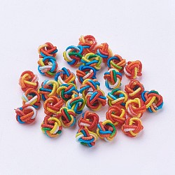 Nylon Cord Woven Beads, Round, Colorful, 6~6.5x4.5mm, Hole: 2.5mm, about 93~100pcs/bag(NWIR-F005-14R)