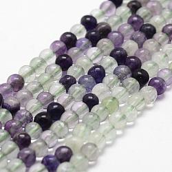 Natural Fluorite Bead Strands, Round, Grade AB+, 4mm, Hole: 1mm, about 96pcs/strand, 14.9 inch~15.1 inch(G-D840-56-4mm-AB+)
