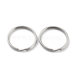 Non-Tarnish 304 Stainless Steel Split Key Rings, Keychain Clasp Findings, 2-Loop Round Ring, Stainless Steel Color, 32x3mm, Single Wire: 1.5mm(STAS-Q314-02F-P)