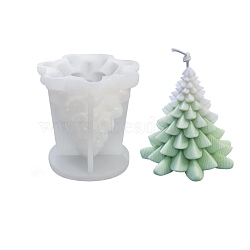 3D Christmas Tree DIY Candle Silicone Molds, for Xmas Tree Scented Candle Making, White, 8.5x8.5cm, Inner Diameter: 8x7.7cm(CAND-B002-10)