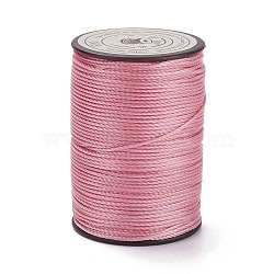 Round Waxed Polyester Thread String, Micro Macrame Cord, Twisted Cord, for Leather Sewing Stitching, Flamingo, 0.8mm, about 54.68 Yards(50m)/Roll(X-YC-D004-02E-008)