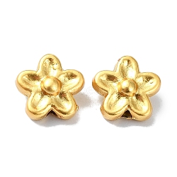 Rack Plating Brass Beads, Long-Lasting Plated, Lead Free & Cadmium Free, Flower, Real 18K Gold Plated, 9.5x9.5x5mm, Hole: 1.2mm(KK-M282-12G)