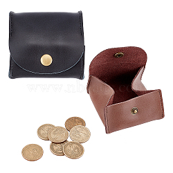 WADORN&reg 2Pcs 2 Colors Cowhide Leather Change Purse, with Snap Button, Rectangle, Mixed Color, 7.6x8x1.5cm, 1pc/color(DIY-WR0001-69)