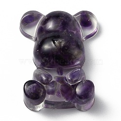 Resin Display Decorations, with Natural Amethyst Chips Inside, Bear, 53.5~53.8x41~41.5x17.5~21mm(DJEW-H001-B02)