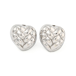 Non-Tarnish Heart 304 Stainless Steel Ear Studs, Stud Earrings for Women, Stainless Steel Color, 18x18mm(EJEW-L290-021P)