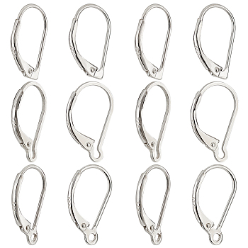 Elite 12Pcs 3 Style Sterling Silver Leverback Earring Findings, with 925 Stamp, Silver, 15~16x9.5~10x2mm, Pin: 0.6~0.8mm, 4Pcs/style