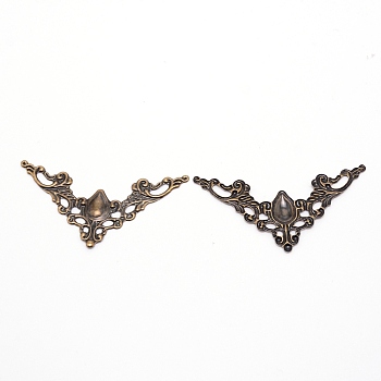 Iron Cabochons, for Gift Box Decorated, Hollow Triangle, Antique Bronze, 41x41x1.5mm