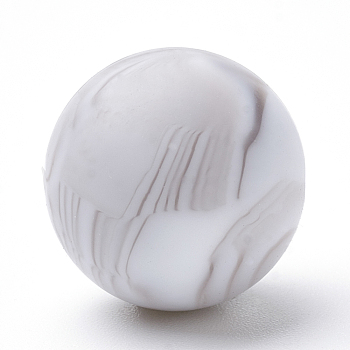 Food Grade Eco-Friendly Silicone Focal Beads, Round, WhiteSmoke, 18~20mm, Hole: 2mm
