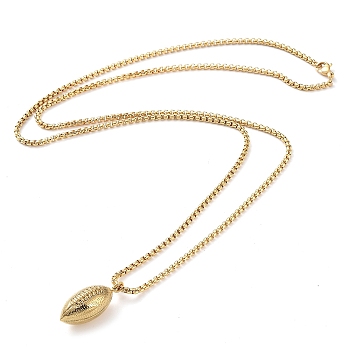 Vacuum Plating 304 Stainless Steel Rugby Pendant Necklaces, Golden, 27.17~27.84''(69~70.8cm), Rugby: 29x12.5x11.5mm