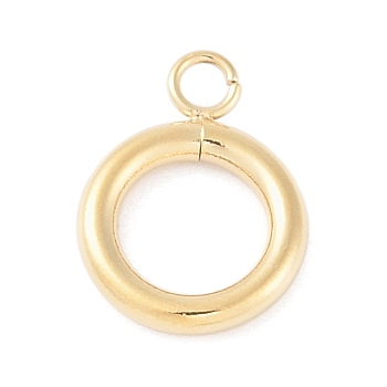 304 Stainless Steel Toggle Clasps, Ring, Real 14K Gold Plated, 14.5x11x2mm, Hole: 2mm