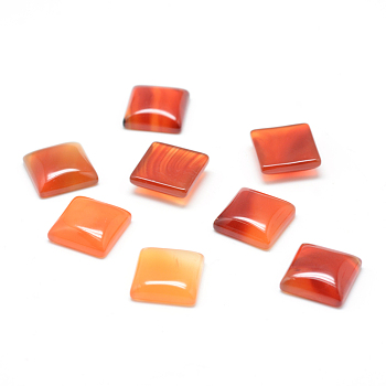Natural Carnelian Gemstone Cabochons, Square, Dyed, 10x10x5mm