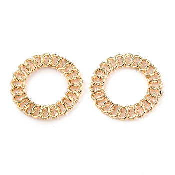 Brass Linking Rings, Hollow Twisted Ring, Real 18K Gold Plated, 20x1.5mm, Inner Diameter: 12mm