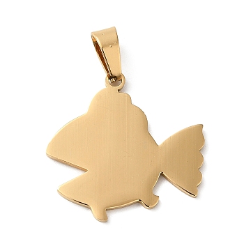 Ion Plating(IP) 304 Stainless Steel Pendants, Stamping Blank Tag, Fish Charm, Golden, 23.5x25x1mm, Hole: 6.5x4mm