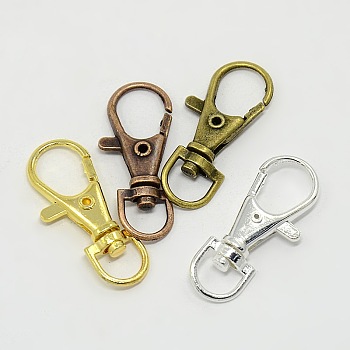 Mixed Alloy Swivel Lobster Claw Clasps, Swivel Snap Hooks, Mixed Color, 35x13x4mm, Hole: 8.5x6mm