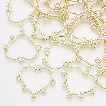 Alloy Chandelier Components Links, Heart, Light Gold, 24x26.5x1.5mm, Hole: 1.5mm