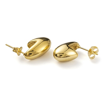 304 Stainless Steel Twist Teardrop Stud Earrings for Women, Real 18K Gold Plated, 16.5x7.5x10.5mm, Pin: 0.6mm