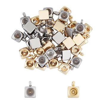 304 Stainless Steel Pendant Rhinestone Settings, For Pointed Back Rivoli Rhinestone, Square, Golden & Stainless Steel Color, Fit for 4mm Rhinestone, 8.5x6x2.5mm, Hole: 1.6mm, 2 colors, 20pcs/color, 40pcs/box