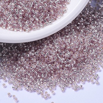 MIYUKI Delica Beads, Cylinder, Japanese Seed Beads, 11/0, (DB1433) Silver Lined Pale Blush, 1.3x1.6mm, Hole: 0.8mm, about 2000pcs/10g