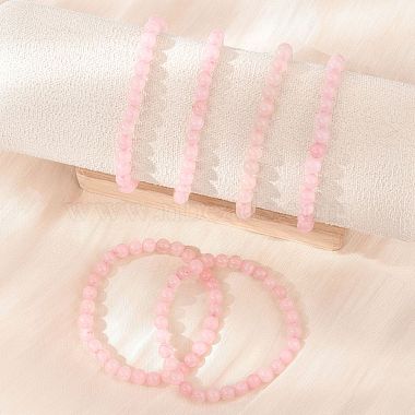 Bracelets élastiques en perles de quartz rose naturelle(X-BJEW-K212-A-045)-5