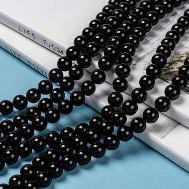 Natural Eyeless Obsidian Beads Strands(G-K123-06-8mm)-6