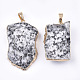 Electroplate Natural Snowflake Obsidian Pendants(G-T112-13F)-2