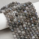 Natural Labradorite Beads Strands, Round, 7~7.5mm, Hole: 1.2mm, about 55~56pcs/strand, 15.35''~15.55''(39~39.5cm)(G-Z133-A01-7mm-02)