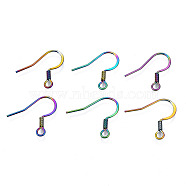 Ion Plating(IP) 304 Stainless Steel French Earring Hooks, Flat Earring Hooks, Ear Wire, with Beads and Horizontal Loop, Rainbow Color, 16.5x17~18mm, Hole: 2mm, 22 Gauge, Pin: 0.6mm(STAS-S119-016B)