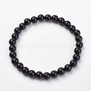 Natural Black Agate(Dyed) Stretch Bracelets, Round, 48mm(1-7/8 inch), Bead: 60mm(G-N0264-02)